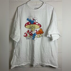 The Smurfs Short Sleeve Casual Plus Size White Graphic Lightweight Tee Size 3XL